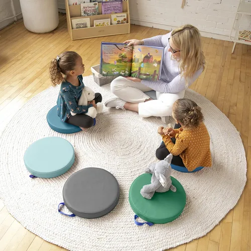 Vista 12 de ECR4Kids SoftZone - Cojines de suelo, redondos, asientos flexibles, contemporáneos, 6 piezas