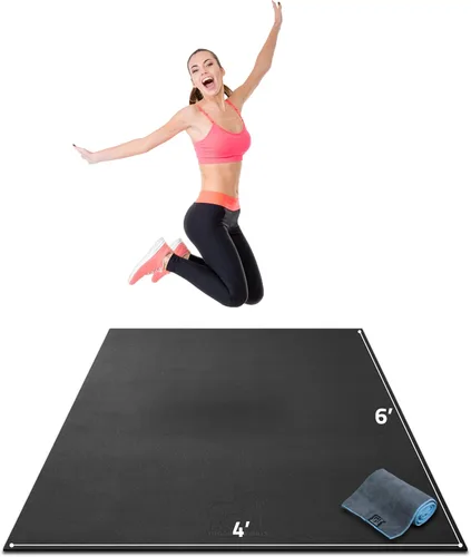 Gorilla Mats Alfombrilla de ejercicio grande de alta calidad, de 6 x 4 x 1/4 pulgadas, ultra duradera, antideslizante, tapete de entrenamiento para