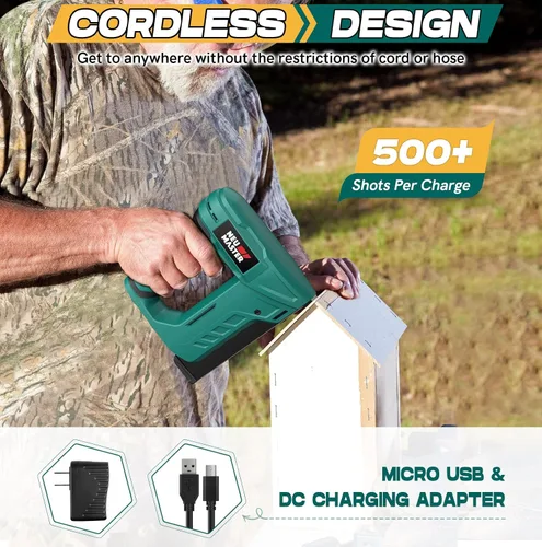 Vista 3 de NEU MASTER Electric Staple Gun, Cordless Staple Guns with Staples & USB Charger, Heavy Duty for Upholstery, Crafts, Carpentry, Material Repair