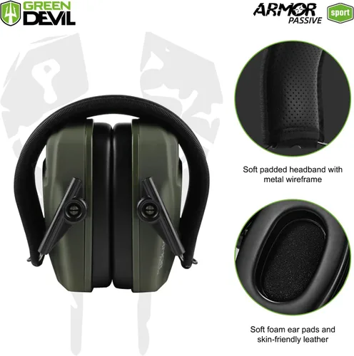 Vista 3 de GREEN DEVIL Reducción de ruido Protección auditiva Orejeras de seguridad pasiva Auriculares delgados para disparar rango de pistola