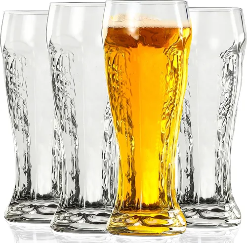 MICHELY Beer Glasses Set of 4,Quality Glass Mugs with Elegant Design for Various Occasions