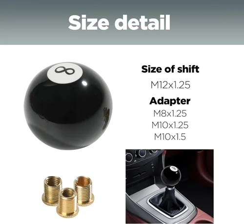 Vista 2 de Palanca de Cambio Manual, Pomo Redondo de Cambio de Acrílico, Pomo Universal de Cambio de 4, 5, 6 Velocidades con 3 Adaptadores, Compatible