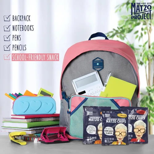 Vista 5 de The Matzo Project Chips de matzo crujientes, sabor a azúcar de canela, vegano, sin nueces, paquete de 24 bocadillos a granel, 1 onza cada uno