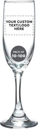 Vista 10 de DISCOUNT PROMOS Copas de champán personalizadas Premiere de 6.25 onzas, juego de 10/50/100, paquete personalizado a granel, elegantes vasos