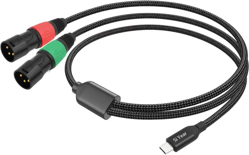 Vista 2 de SiYear USB C a doble XLR macho cable de audio, adaptador tipo C a 2 XLR macho cable de amplificador de potencia estéreo para conectar smartphones