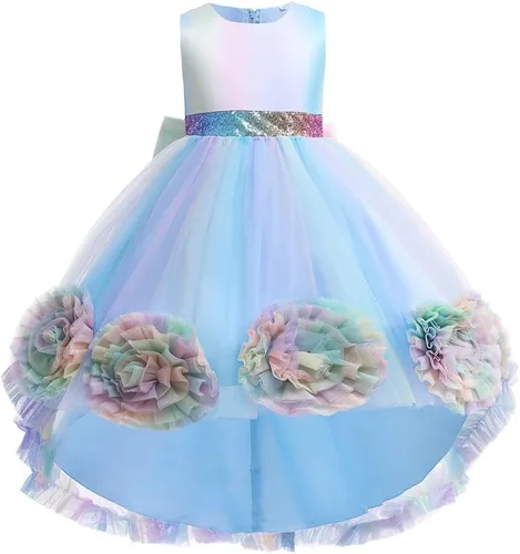 Vista 11 de Disfraz de princesa de lentejuelas de unicornio para niñas, disfraz de Halloween, fiesta de Navidad, boda, cumpleaños