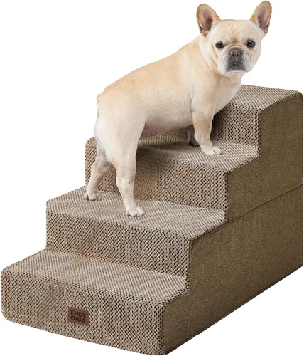 Vista 24 de EHEYCIGA Escaleras para perros pequeños de 16.5" de altura, escalones de 3 peldaños extra anchos para perros para sofá y silla, escalones para 2-Gris