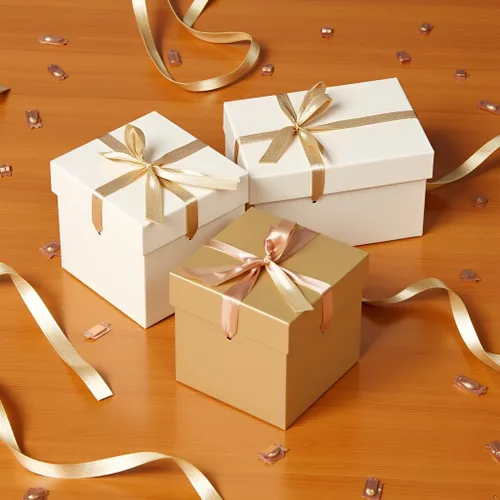 Vista 5 de 12 piezas de cajas cuadradas con tapas y cintas, caja dorada para cumpleaños, cajas de regalo para Navidad (doradas, 15.2 cm × 15.2 cm × 15.2 cm)