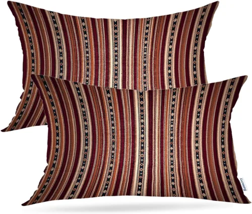 Vista 89 de Batmerry Autumn Maple Forest Throw Pillow Covers, Wooden Chair Houses Yellow Leaves Decorative Pillow Covers Digital Printing Blended Fabric for