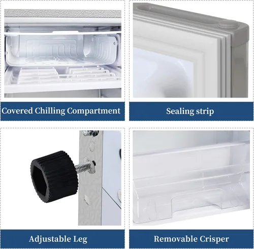 Vista 6 de Bounv - Refrigerador compacto con congelador, mini refrigerador de 3.2 pies cúbicos con puerta reversible, 5 ajustes de temperatura ajustable