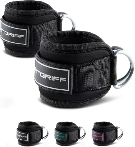 Vista 7 de Fitgriff® Correas de Tobillo V3 para Máquina de Cable (2 Piezas) - Equipo de Entrenamiento para Gimnasio - Accesorio de Polea para Piernas, Correas