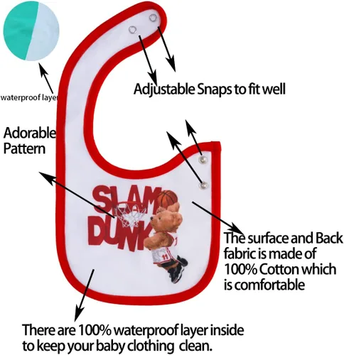 Vista 2 de Maiwa - 6 paquetes de baberos impermeables de algodón para bebés, niñas y niños, con broches para babeo y alimentación