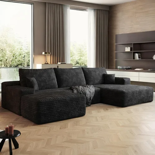 Vista 13 de Sofás seccionales de 105" para sala de estar, sofá nube con forma de L tapizado sin estructura rígida, sofá seccional moderno modular con chaise