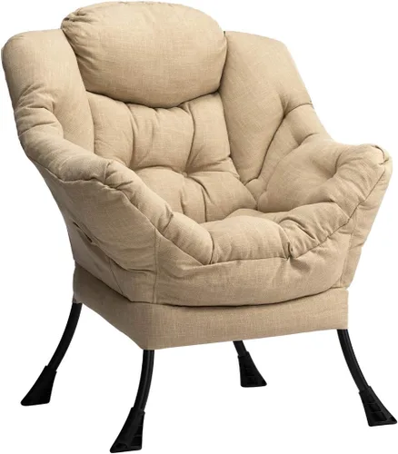 Vista 20 de HollyHOME - Silla perezosa con otomano plegable, sillón de ocio acentuado y cómodo, taburete plegable con reposapiés, sofá de ocio y silla