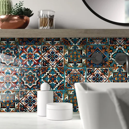 Vista 20 de Alwayspon Adhesivo para azulejos de pared moriscos para despegar y pegar, calcomanías de vinilo autoadhesivas para azulejos de cocina y baño, 4 x 4