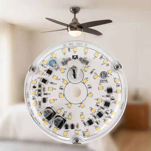 Vista 8 de SATZOL Ventilador de techo LED de 4" y 18W con cambio de color, kit de luz LED para ventilador de techo seleccionable 3000K/4000K/5000K, kit