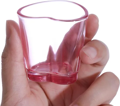 Vista 2 de Set de Vasos de Chupito en Forma de Corazón, Vaso de Chupito Rosa Lindo para Accesorios de Carro de Bar 1.5oz (6, Rosa)