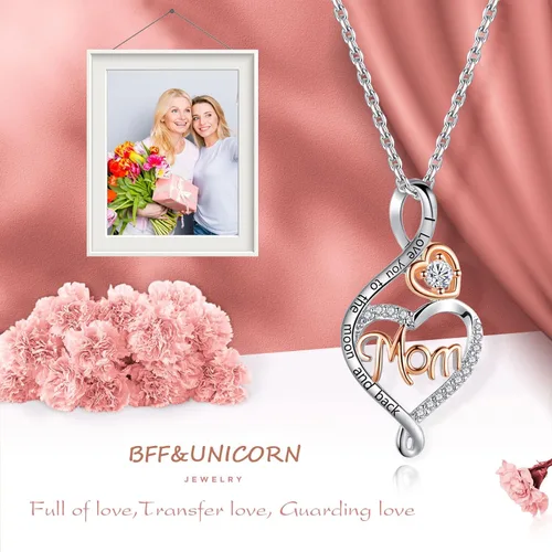 Vista 3 de BFF&UNICORN - Collar de plata de ley S925, regalo para la abuela, nana y madre