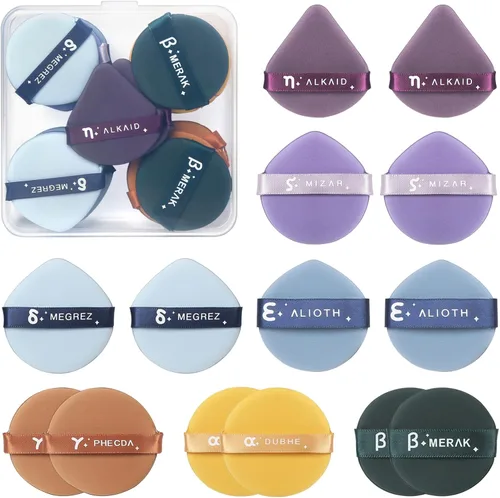 14 esponjas de maquillaje con cojín de aire para base, corrector, lágrima, mezcla de polvo, cojín de maquillaje, esponja para líquido, crema y polvo