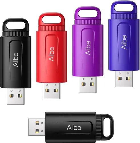 Vista 9 de Aiibe Unidad Flash de 32GB Paquete de 5 USB 2.0 Memory Stick Multipaquete para Laptop (32 GB, Colorido)