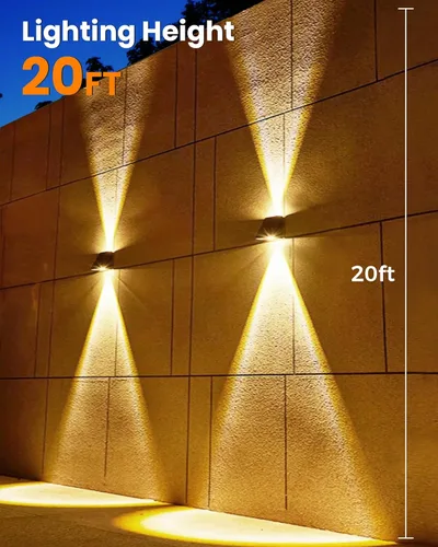 Vista 6 de LUHLEE Luces solares de pared para exteriores, apliques de pared actualizados de 2000 mAh, 3000/6500K, IP65, impermeables, para montaje en pared