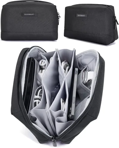 BAGSMART Bolsa organizadora de electrónica, bolsa organizadora de tecnología de viaje para artículos esenciales de viaje, bolsa organizadora de