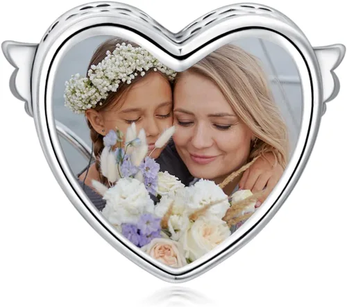 Vista 2 de LONAGO Abalorio personalizado con foto de plata de ley 925 con diseño de hueso de perro para pulsera