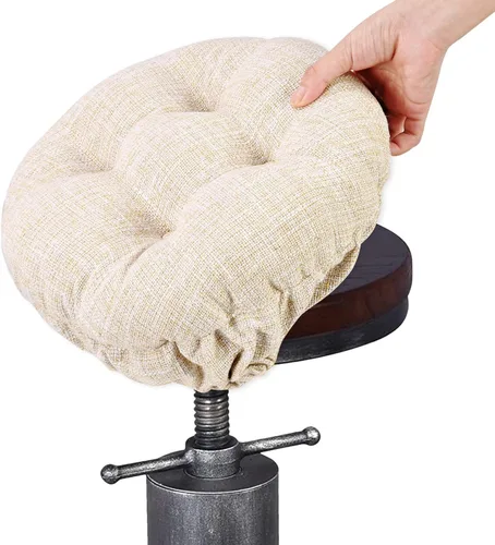 Vista 17 de SINOSSO Cojín moderno para taburete de bar de diámetro 14, diseño de entretejido de moda, antideslizante, de silicona, redondo, funda de cojín Beige