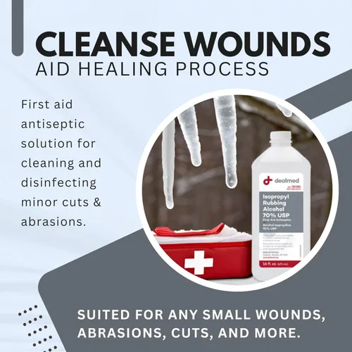 Vista 5 de Dealmed Alcohol isopropílico 70% USP, antiséptico de primeros auxilios, 16 onzas líquidas, (paquete de 1)