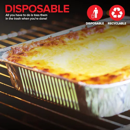Vista 7 de Juego de bufé con tapa desechable, 21 x 13 (paquete de 5) de 9 x 13 pulgadas y tapas (paquete de 10) bandejas de aluminio para servir, bandejas