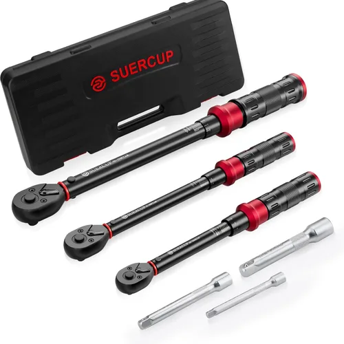 Vista 8 de SUERCUP Llave dinamométrica de clic de 1 pulgada, 200-1300 pies-libra/271-1761.5Nm, llave dinamométrica de clic de doble dirección de 48 dientes