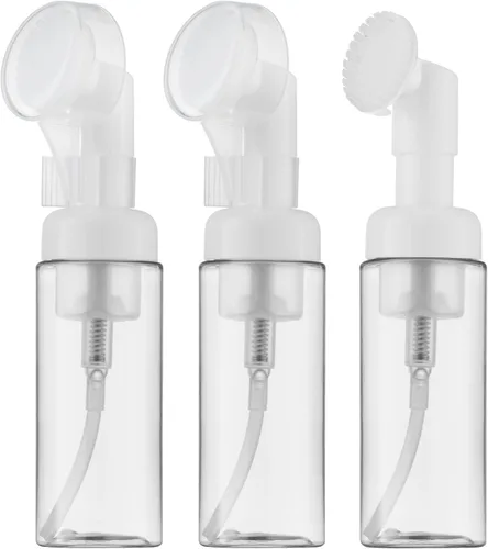 Vista 7 de Botella de espuma de 2 oz (3 piezas) con cepillo, dispensador de bomba de espuma vacía para jabón de manos, limpiador de pestañas, champú para Negro