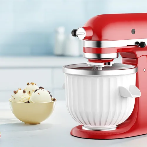 Vista 7 de Cofun Accesorio para máquina de helados KitchenAid Tazón de helado de 2 cuartos de galón compatible con mezcladores de 4.5 cuartos y más grandes