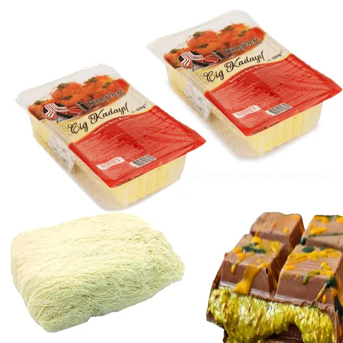 Vista 4 de Kataifi picado cocido y seco de 7.05 oz/7 onzas para chocolate Dubai Masa de fillo triturada lista para usar (Kadayıf/Kunafa) Sellada al vacío