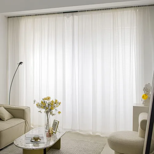 Vista 7 de Cortinas semitransparentes para ventanas de 50 pulgadas de largo, 52 pulgadas de ancho, juego de 2 paneles de cortinas traslúcidas, bolsillo