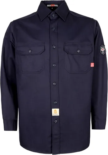 Vista 18 de BOCOMAL Camisas FR Resistente a la llama 100% C NFPA2112 7.5oz Camisa de soldadura resistente al fuego para hombres