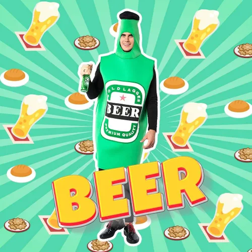Vista 6 de EraSpooky - Disfraz de botella para hombre, disfraz de mascota del Oktoberfest, disfraz divertido de Halloween, disfraz divertido de comida divertida