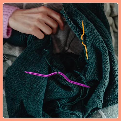 Vista 6 de Agujas de hilo, agujas de tapiz, agujas romas de ojo grande, agujas de zurcado para ganchillo con agujas de cable de tejer, caja de almacenamiento