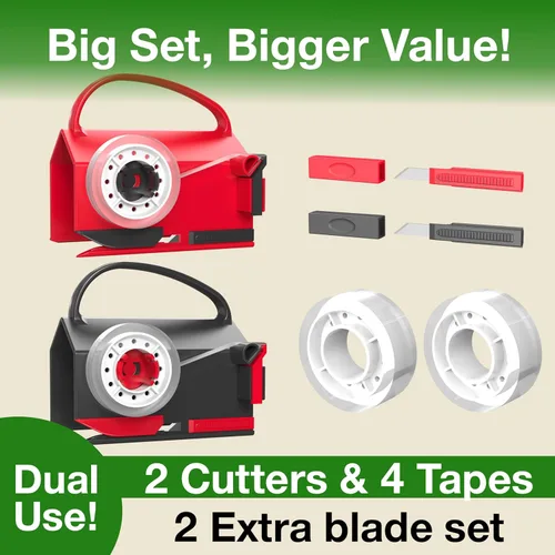 Vista 7 de Wraprocut (Paquete de 2) Cortador de papel de regalo y dispensador de cinta de doble uso con 4 cintas, kit de 2 cuchillas de repuesto