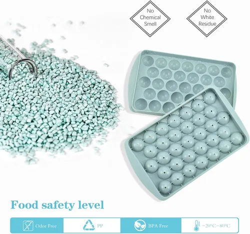 Vista 4 de Voraiya Bandejas para cubitos de hielo, 3 bandejas, bandeja redonda para cubitos de hielo con tapa y contenedor, molde para hacer bolas de hielo