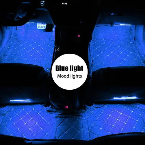 Vista 5 de Luces LED de ambiente para automóvil, lámpara decorativa interior con enchufe adaptador de cigarrillos, luz nocturna ambiental debajo del tablero