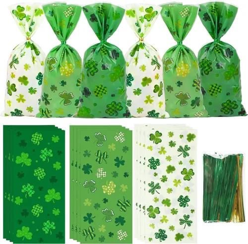 Vista 7 de Bolsas de regalo de celofán de Navidad DIYASY, 180 piezas, bolsas de golosinas de Navidad, bolsas de plástico transparentes para caramelos, bolsas