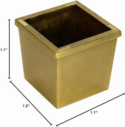 Vista 8 de Funda cuadrada para patas, 1 pulgada, tono dorado cepillado, altura de 1.2