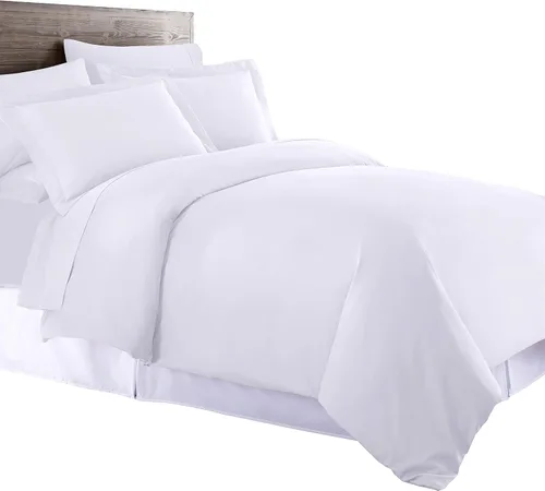 Vista 3 de 3 piezas Juego de cama de tamaño individual (cama individual) oro sólido 550 hilos funda de edredón + abajo alternativa edredón 100% algodón