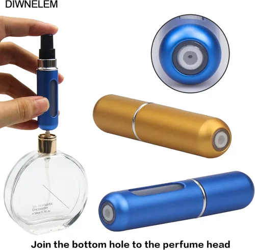 Vista 4 de DIWNELEM Mini botella de perfume recargable de 8 piezas, botella atomizadora de perfume de 0.2 fl oz, estuche de bomba de aroma en aerosol de viaje