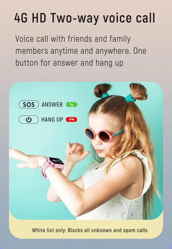 Vista 2 de MJVV 4G Reloj inteligente GPS para niños con función de llamada, Whatsapp, Line, Facebook, TikTok, rastreador, teléfono, reloj con videollamada