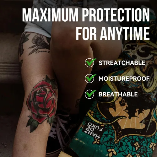 Vista 5 de Pamiou Tatoo Aftercare Parche Cobertor de Tatuaje Segunda Piel - 6 Pulgadas x 2 Yardas Envoltura para Tatuaje, Transpirable, Impermeable