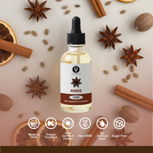 Vista 5 de Dolce Flav Extracto de anís estrellado – 2 onzas de Kosher soluble en aceite, sin azúcar, saborizante concentrado de anís de regaliz para hornear