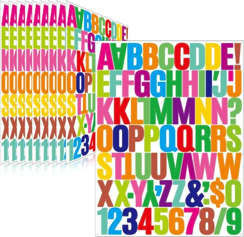 Vista 57 de Calcomanías de Letras para Tablón de Anuncios, 288 Piezas 18 Hojas 3 Pulgadas, Vinilo Impermeable, Colorido para Buzón, Ventana, Puerta, Letrero