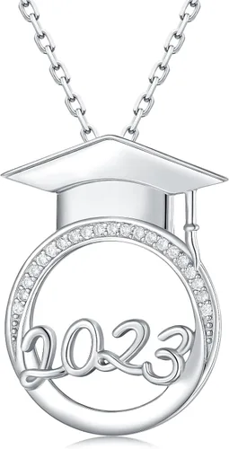 Graduation Gifts for Her 2023 - Sterling Silver Bachelor's Hat Pendant Class of 2023 Graduation Necklace for Best Friends, High School College